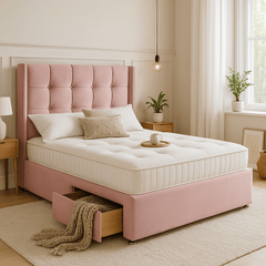 Atlanta Winged Floor Standing Upholstered Divan Bed - Divan Beds with Headboard - SOMNA Beds