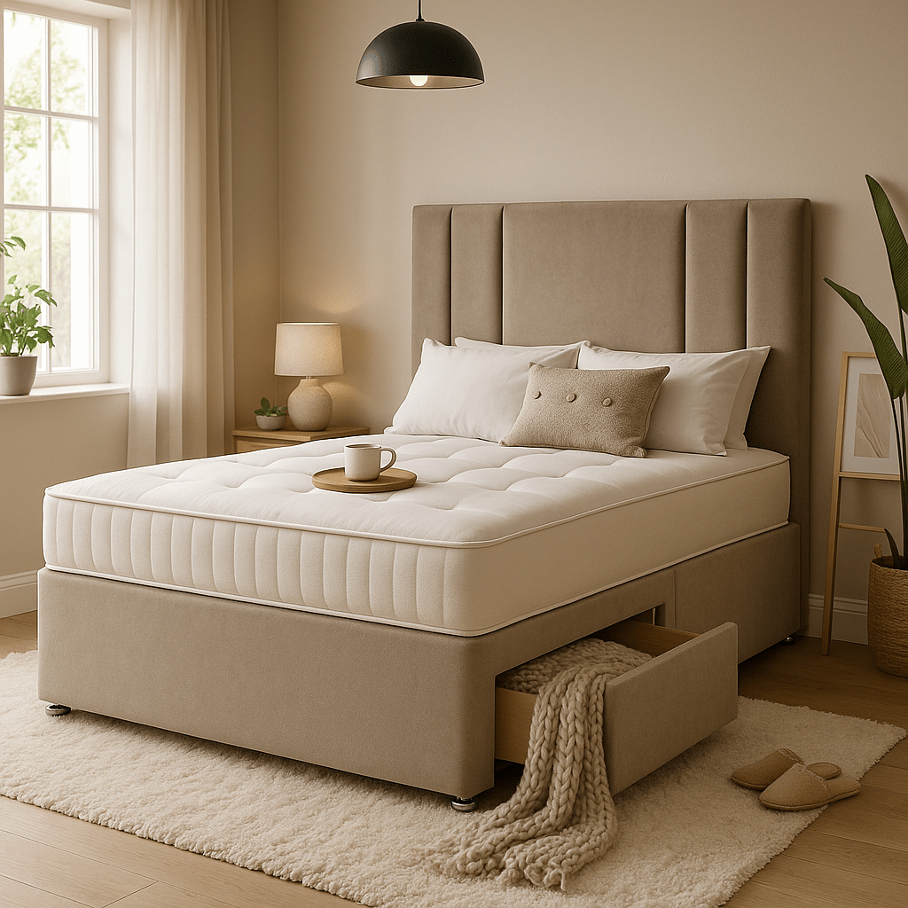 Austin Floor Standing Upholstered Divan Bed - Divan Beds with Headboard - SOMNA Beds