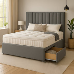 Dartford Strutted Upholstered Divan Bed - Divan Beds with Headboard - SOMNA Beds