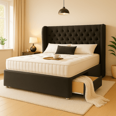 Manhattan Winged Floor Standing Upholstered Divan Bed - Divan Beds with Headboard - SOMNA Beds