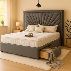 Nevada Floor Standing Upholstered Divan Bed - Divan Beds with Headboard - SOMNA Beds