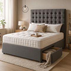 Prague Floor Standing Upholstered Divan Bed - Divan Beds with Headboard - SOMNA Beds