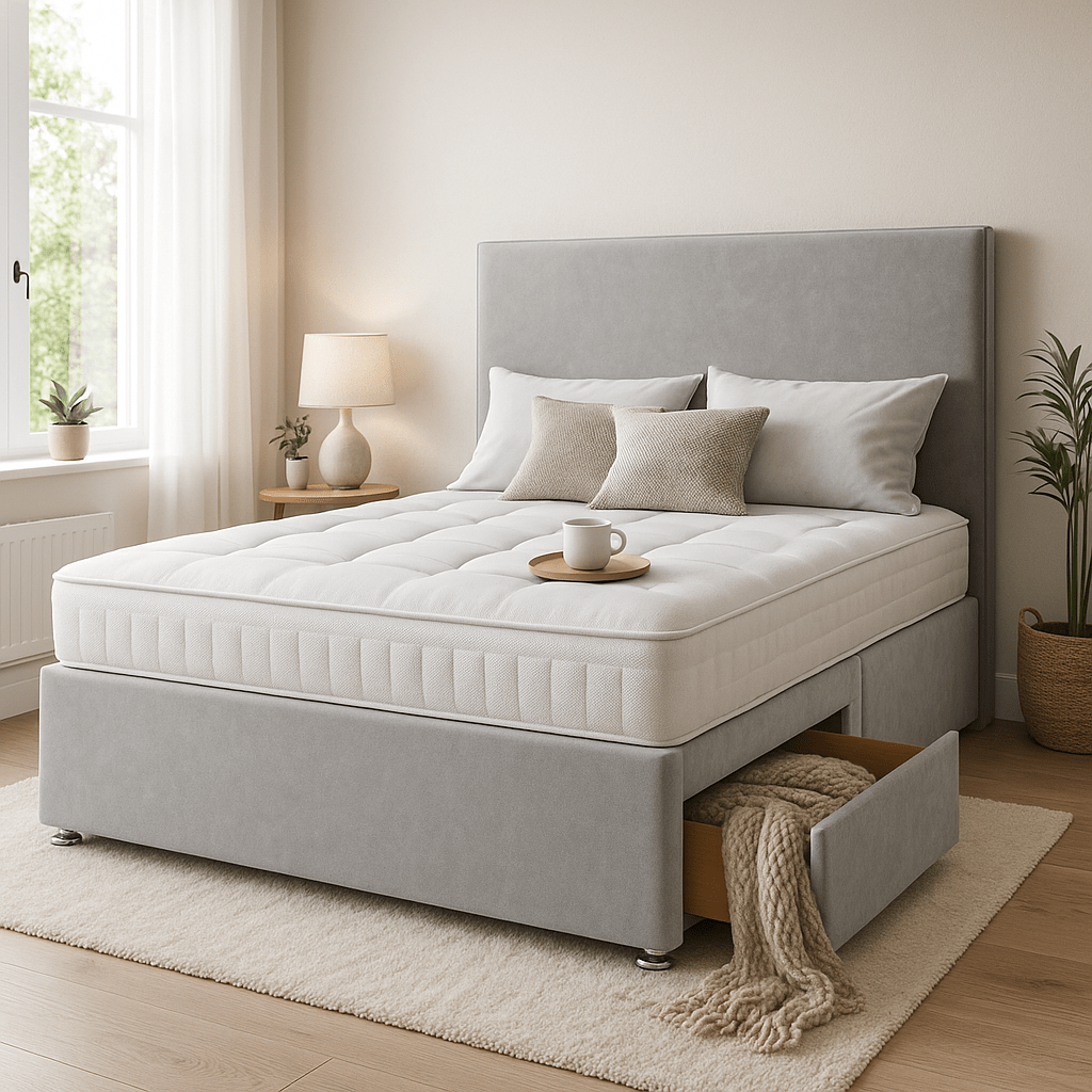 Regent Strutted Upholstered Divan Bed - Divan Beds with Headboard - SOMNA Beds
