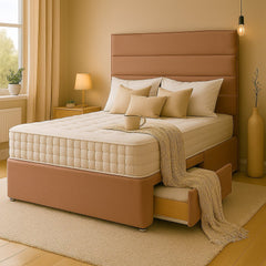 Rome Floor Standing Upholstered Divan Bed - Divan Beds with Headboard - SOMNA Beds