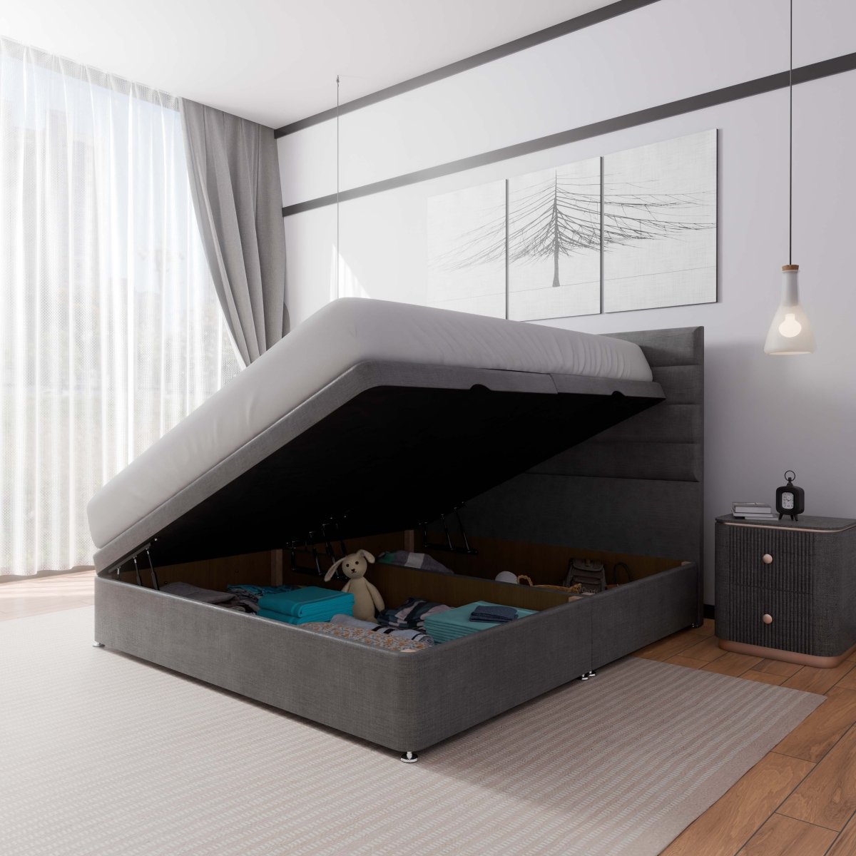 Rome Side Lift Ottoman Divan Bed - Ottoman - SOMNA Beds