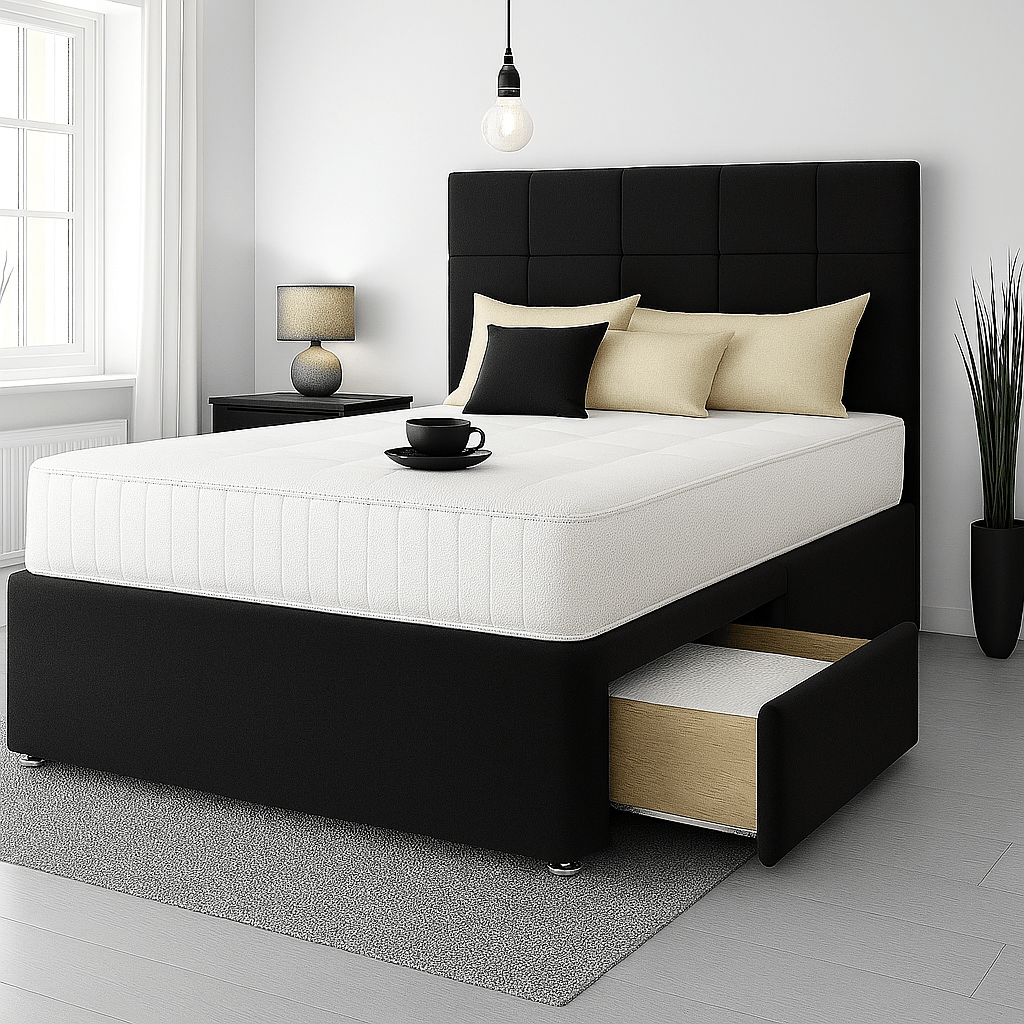 Venice Floor Standing Upholstered Divan Bed - Divan Beds with Headboard - SOMNA Beds