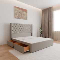Washington Winged Floor Standing Headboard With Divan Bed Base - Divan Base & Headboard - SOMNA Beds